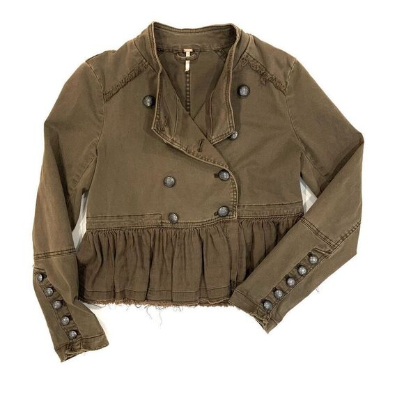 Free People Jackets & Blazers - FREE PEOPLE Cropped Ruffle Military Jacket (Sz XS)